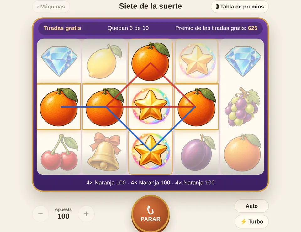 Tiradas gratis: los comodines fijos se quedan en los rodillos y las tiradas que quedan aparecen arriba.