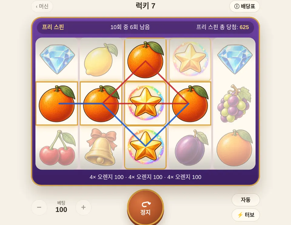 프리 스핀: 고정 와일드가 릴에 남아 있고, 위쪽에 남은 횟수가 표시돼요.